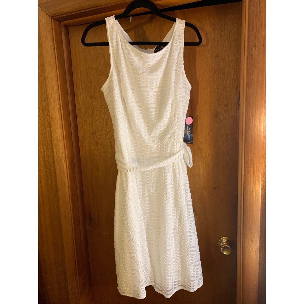 White dress with sash/belt